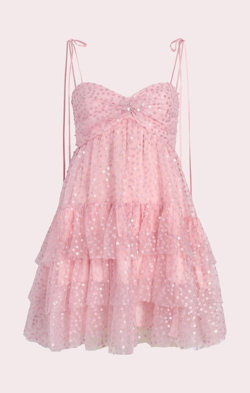 Sweet Pink Spaghetti Straps A Line Layered Short Homecoming Dress Birthday Party Dress - VelvetHem