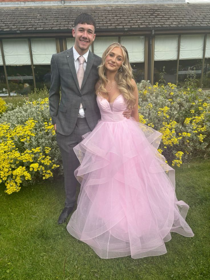 Pretty Pink Tulle Layered Prom Dress A Line Spaghetti Straps Party Evening Dress - View 2 | VelvetHem