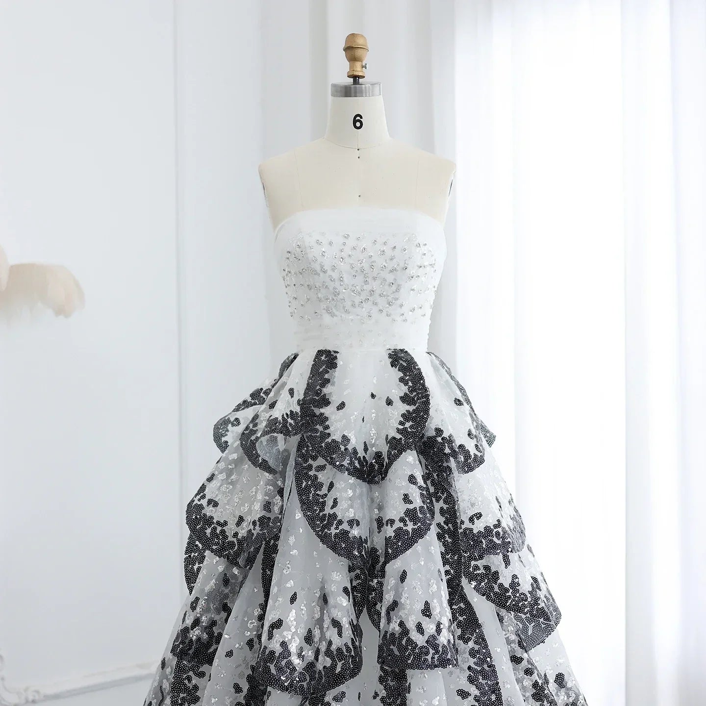 Ruffles Ball Gown Tulle Evening Dress Customized