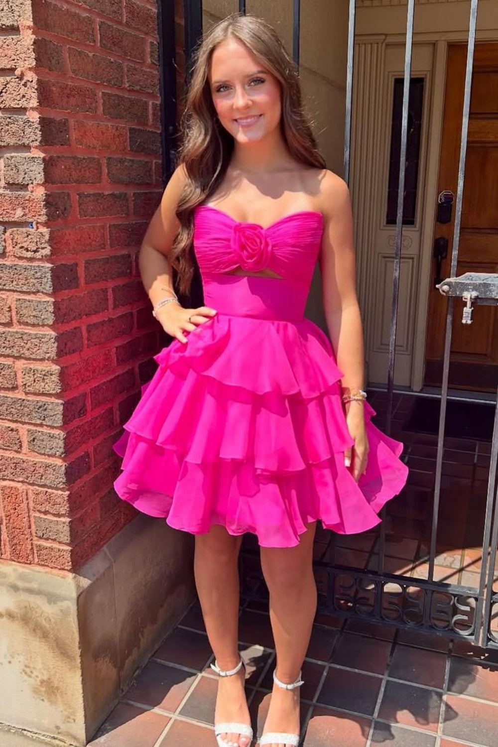Gorgeous A Line Sweetheart Lilac Short Homecoming Dress with Ruffles Keyhole