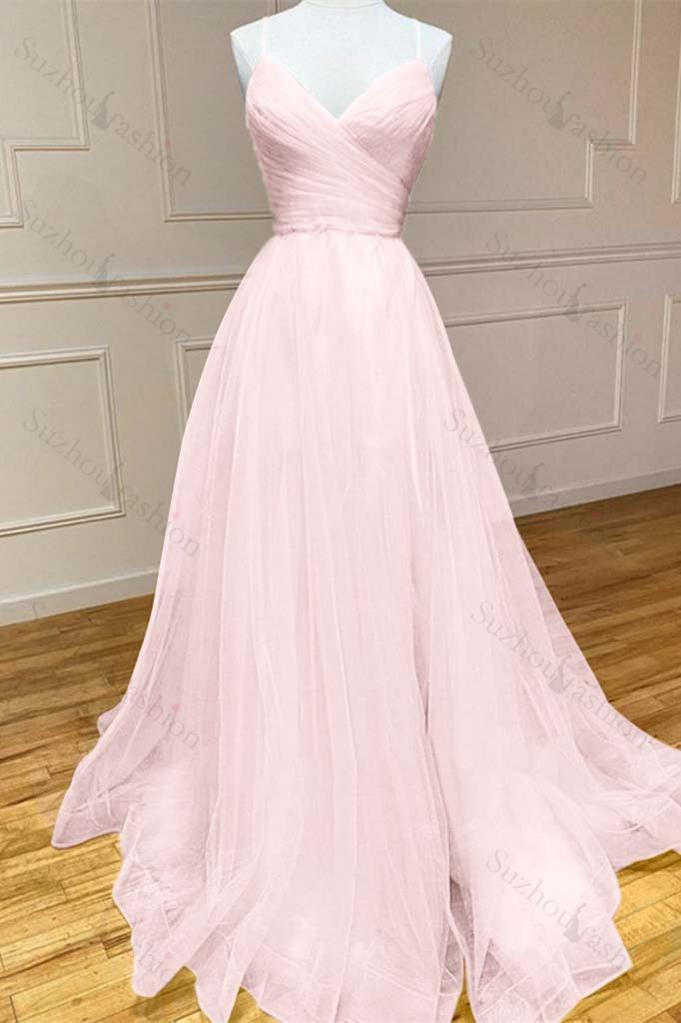Amazing Yellow Prom Dress Spaghetti Strap Sleeveless V Neck Evening Formal Dress