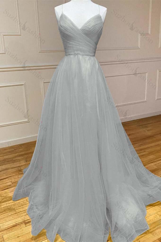 Amazing Yellow Prom Dress Spaghetti Strap Sleeveless V Neck Evening Formal Dress