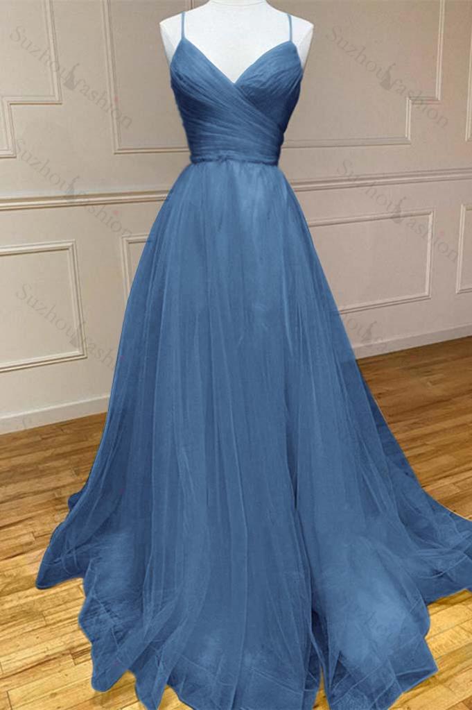 Amazing Yellow Prom Dress Spaghetti Strap Sleeveless V Neck Evening Formal Dress