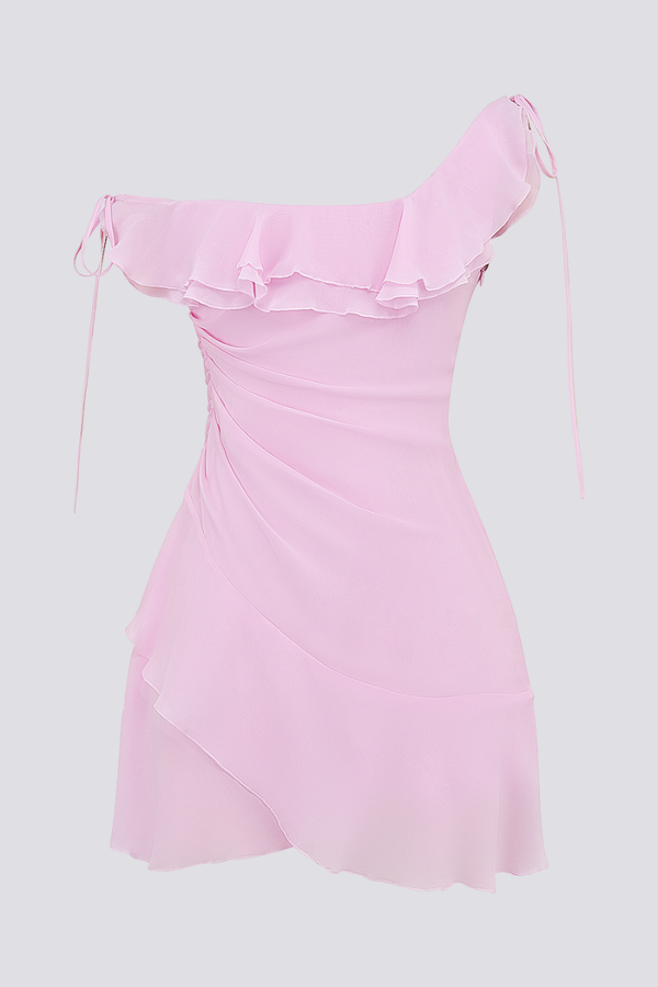 Nadia Aesthetic Off Shoulder Ruffle Shirt Mini Dress Premium Wardrobe Essential