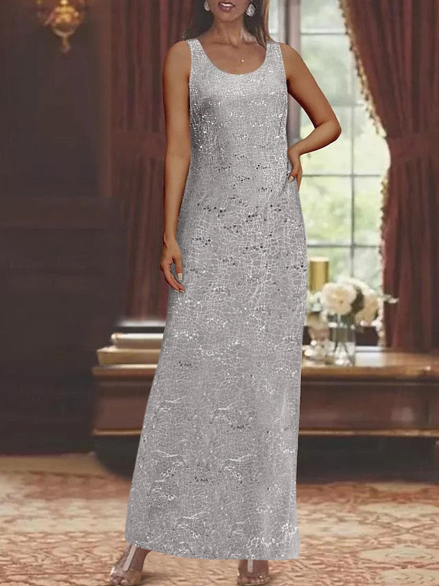 Ankle length Chiffon Mother of the Bride Dress with Sequins and Jacket