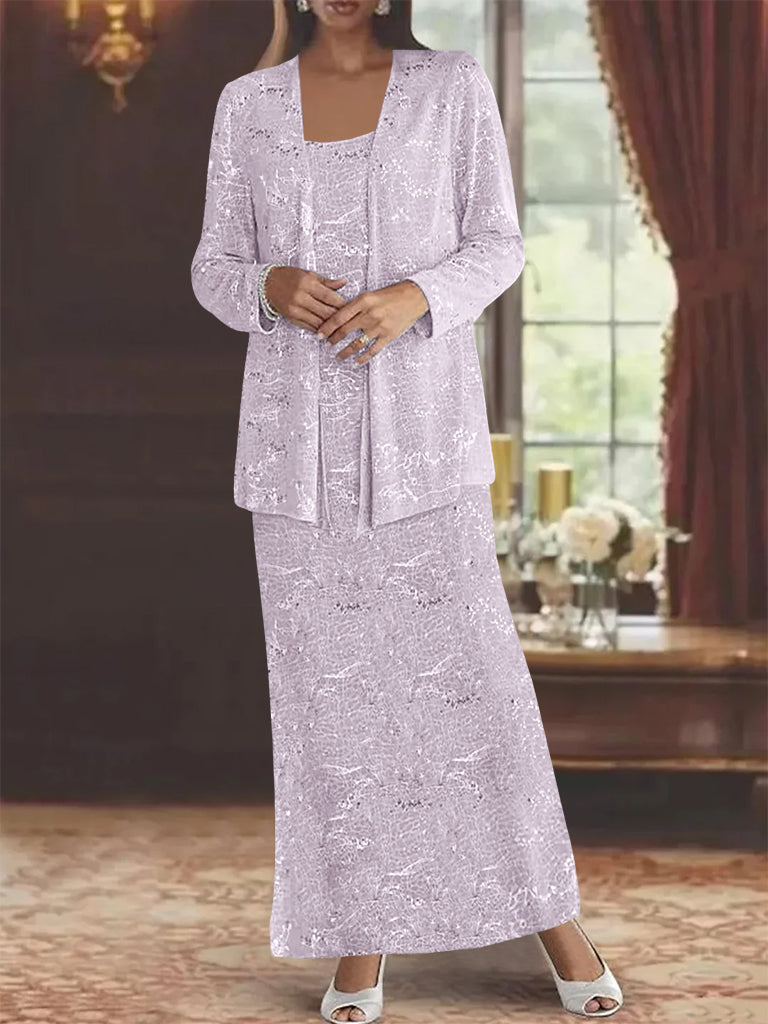 Ankle length Chiffon Mother of the Bride Dress with Sequins and Jacket