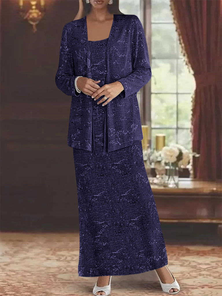 Ankle length Chiffon Mother of the Bride Dress with Sequins and Jacket