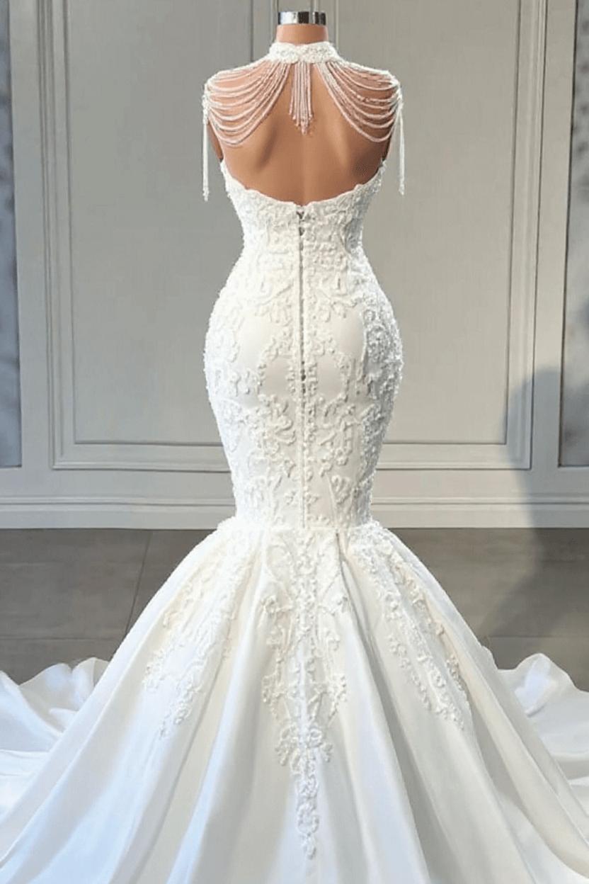 Appliques Lace Sweetheart Sleeveless Mermaid Wedding Dresses