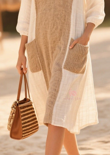 Art White Oversized Patchwork Cotton Day Dress Summer
