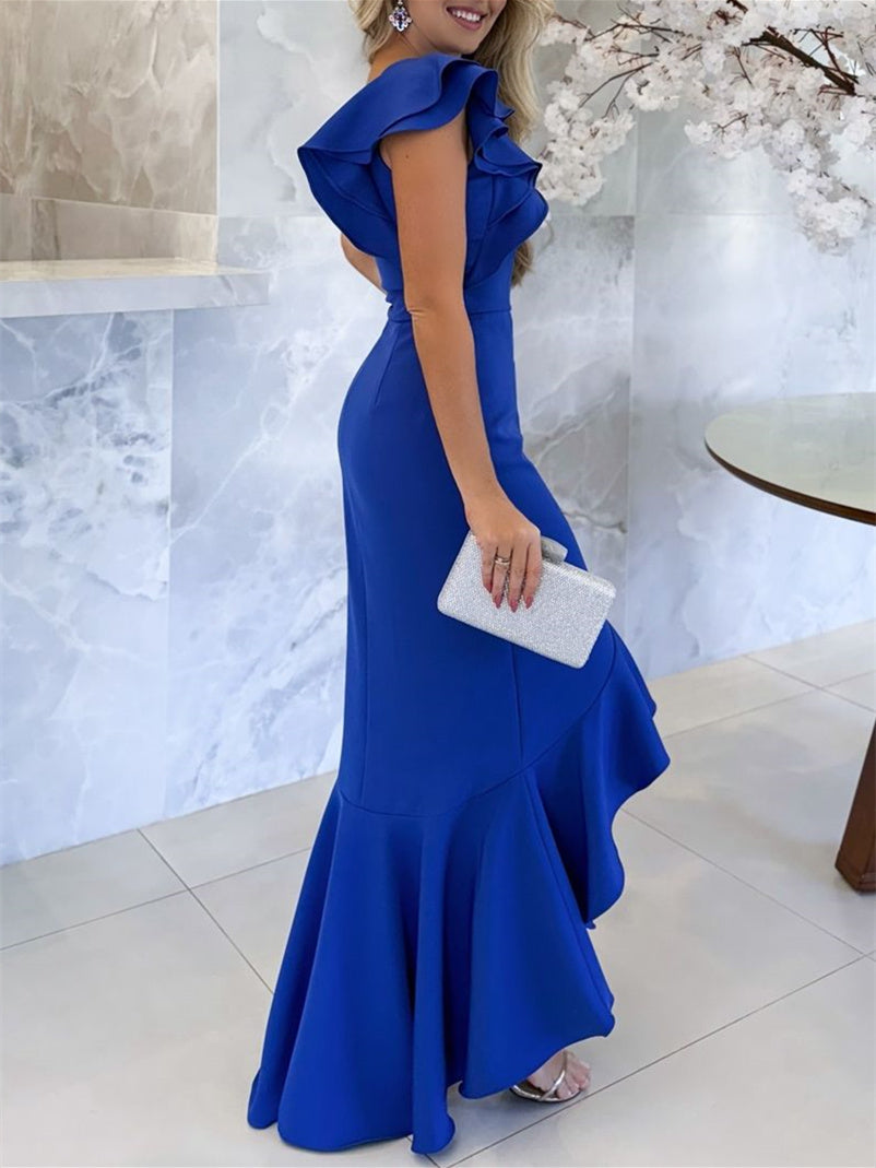 Asymmetrical One Shoulder Mermaid Trumpet Dress for the Mother of the Bride