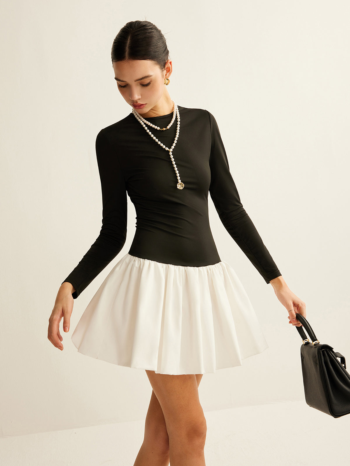Two Tone Panel Slim Dress Black / XS Dresses