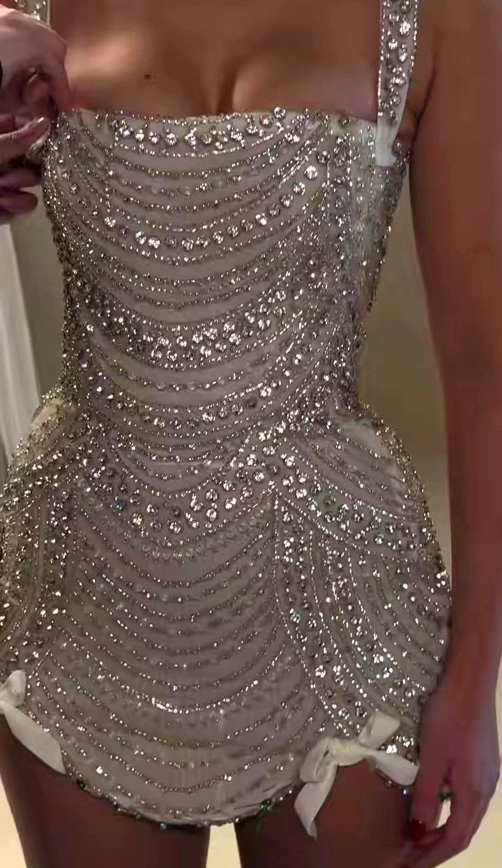 Glitter Champagne Tulle Beaded Birthday Outfits Short Sheath Homecoming Dress Cocktail Dress - View 2 | VelvetHem