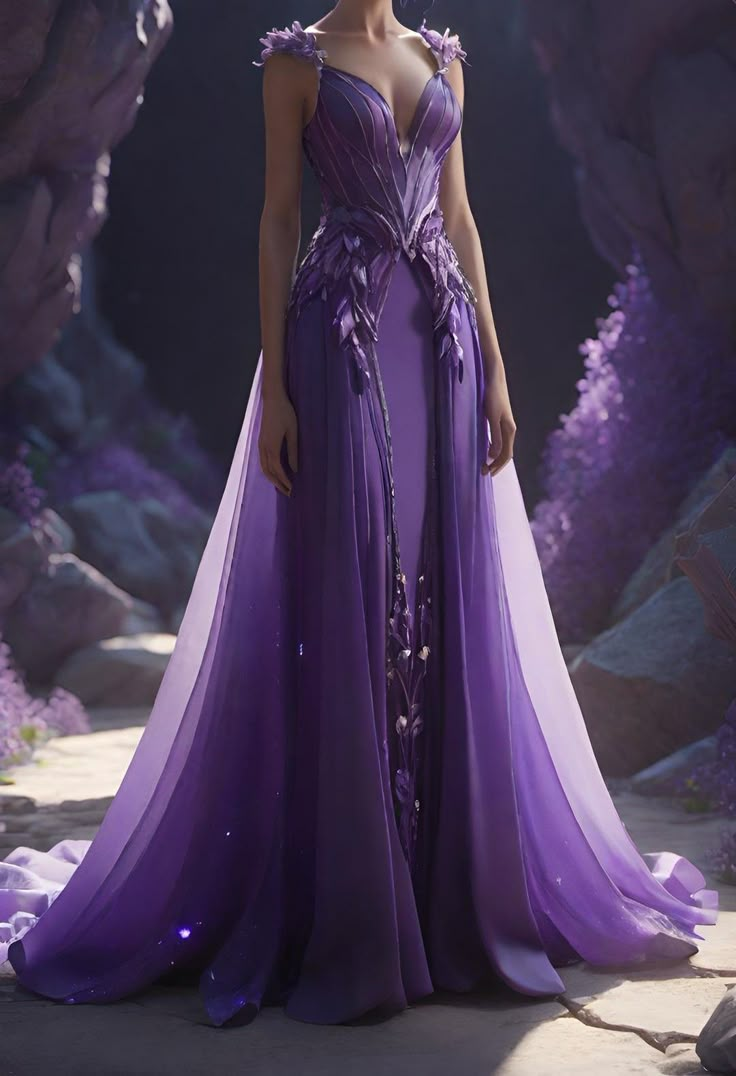 Classy Purple Chiffon Applique Sheath Evening Dress Long Prom Dress Y8316 - VelvetHem