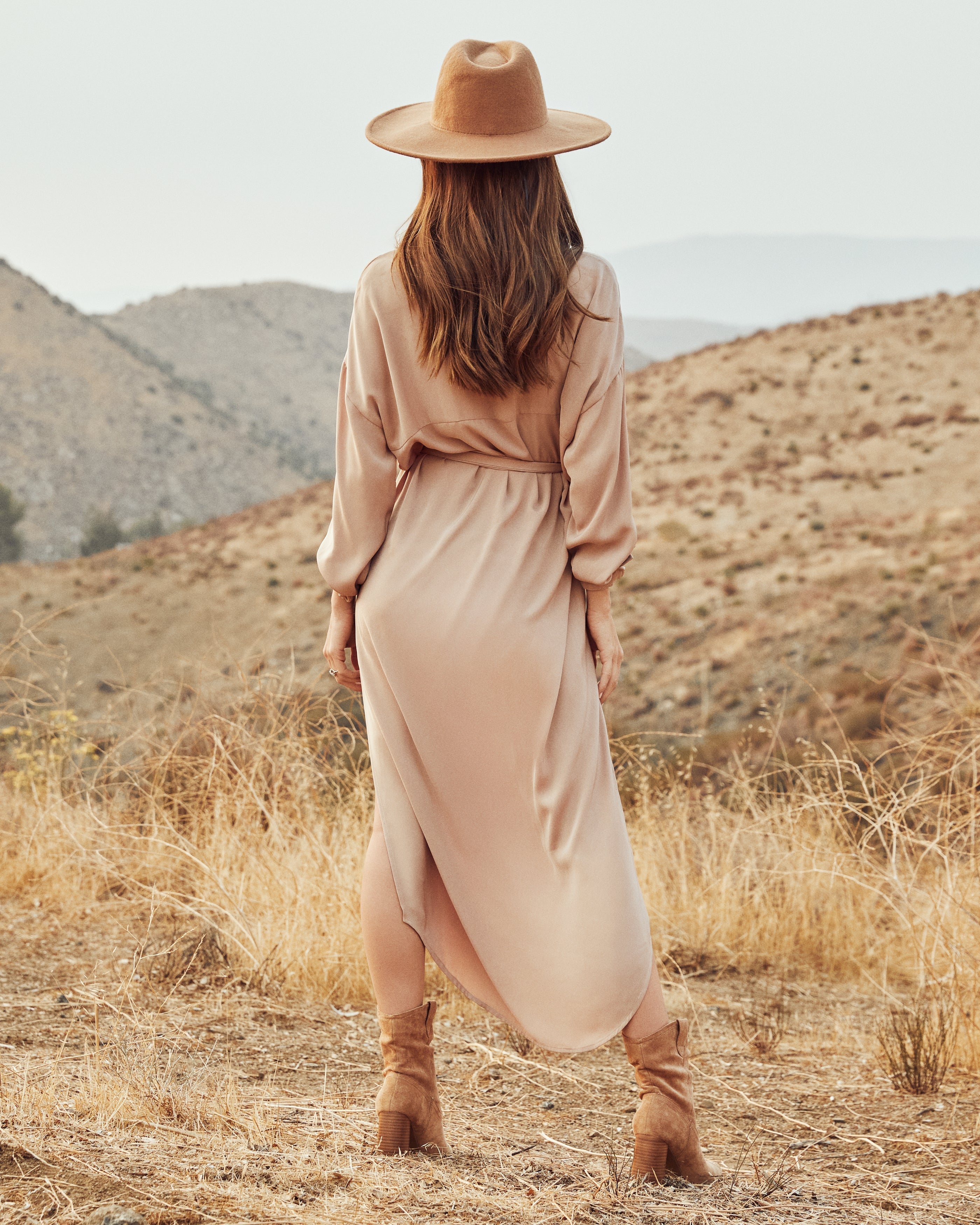 Betsy Button Down Midi Dress Nude FINAL