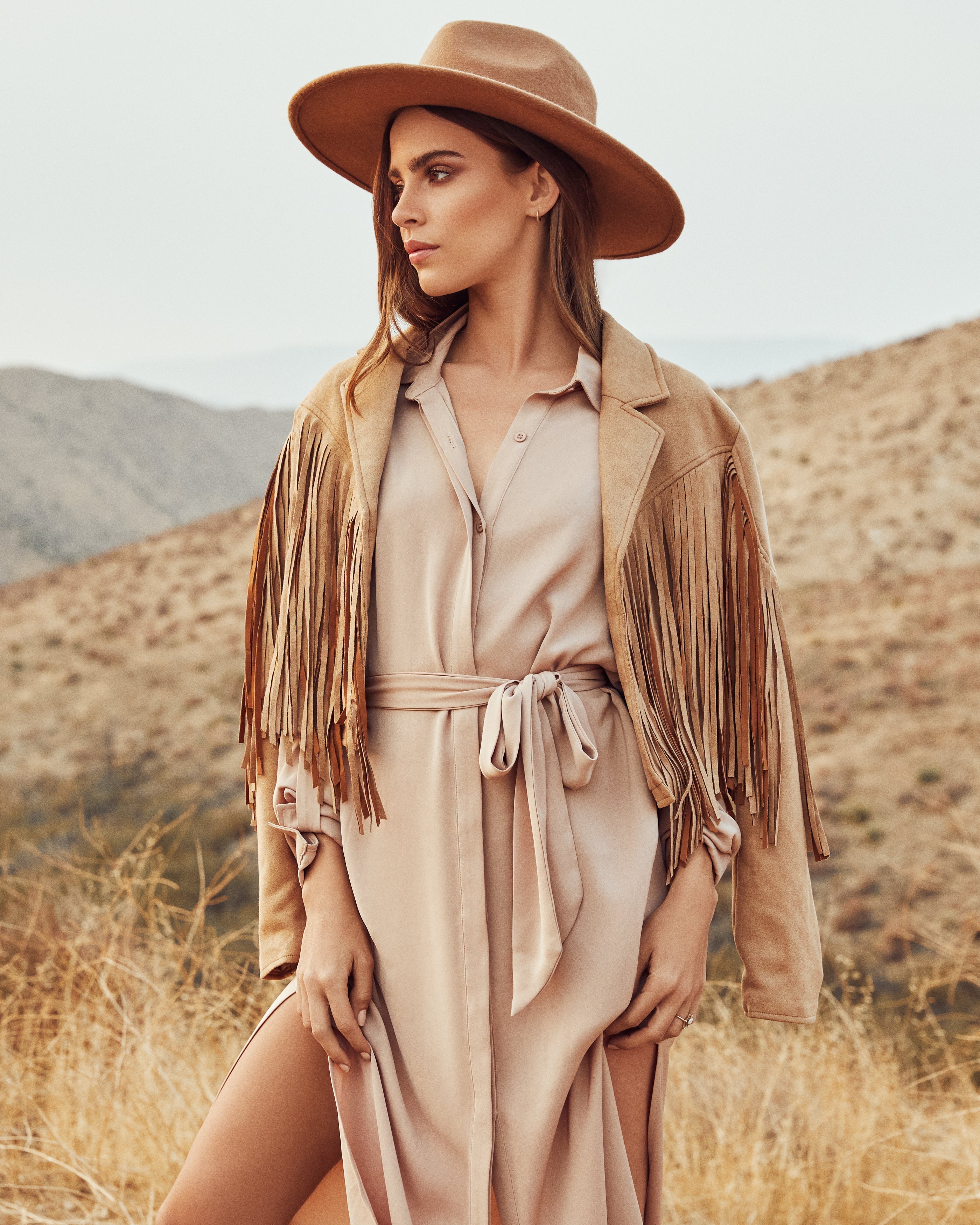 Betsy Button Down Midi Dress Nude FINAL