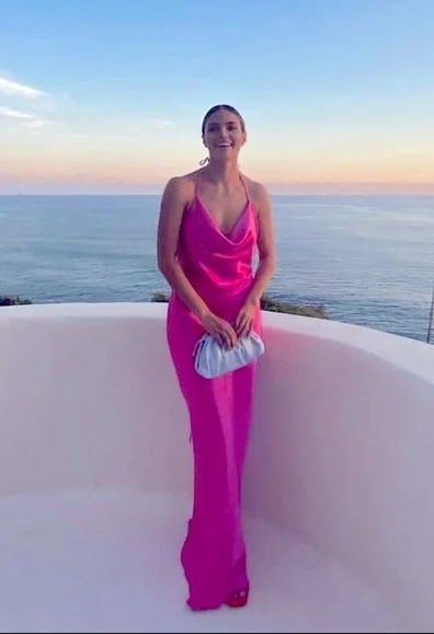 Spaghetti Straps Backless Party Dress Long Satin Prom Evening Dress - View 3 | VelvetHem