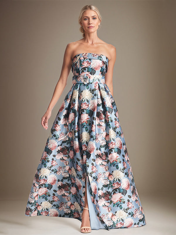 A-line Off the Shoulder Satin Floral Mother of the Bride Dress - VelvetHem