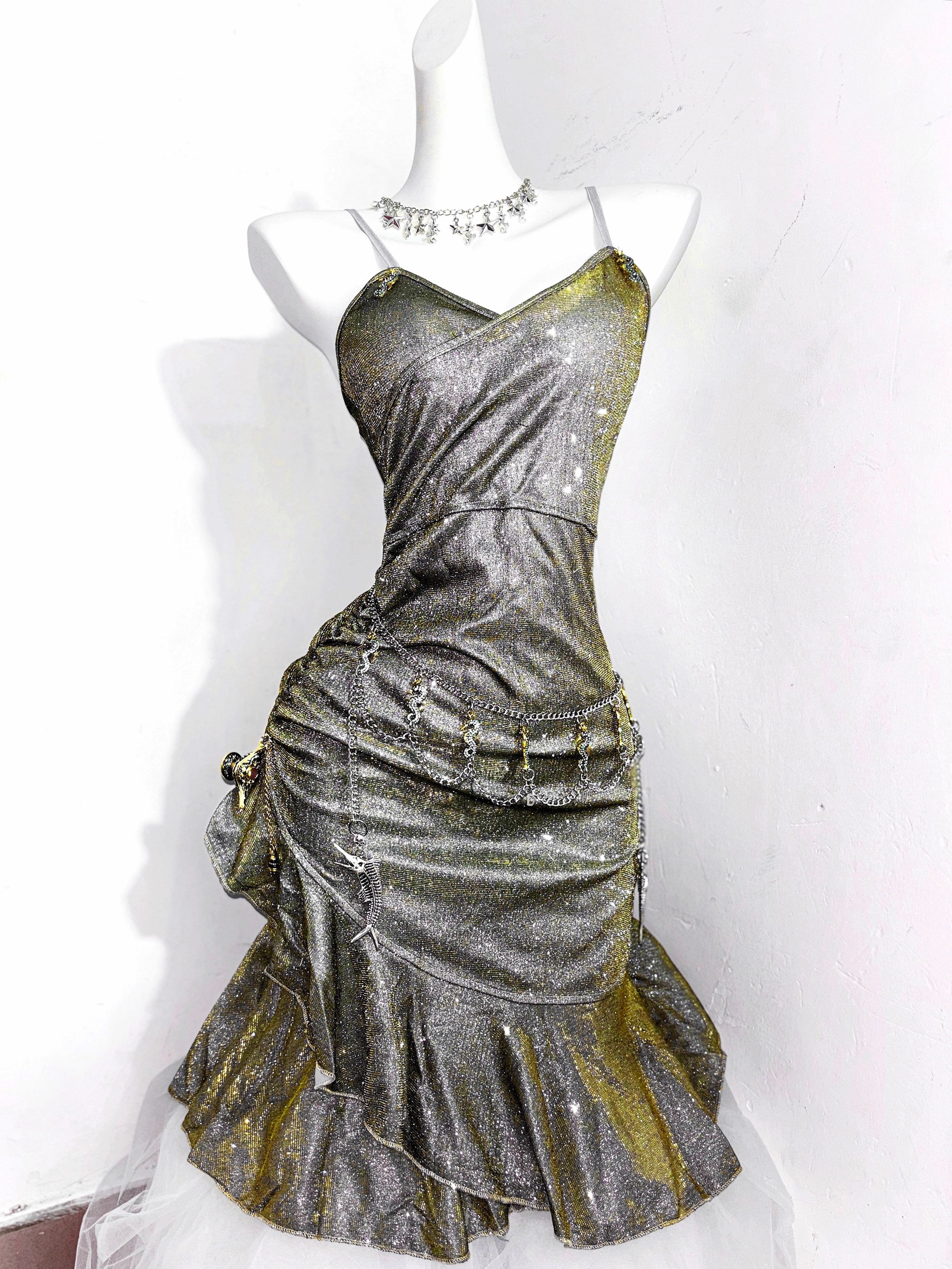 Unique spaghetti Straps Green Ruffles Mini Party Dress Homecoming Dress Cocktail Dress - VelvetHem