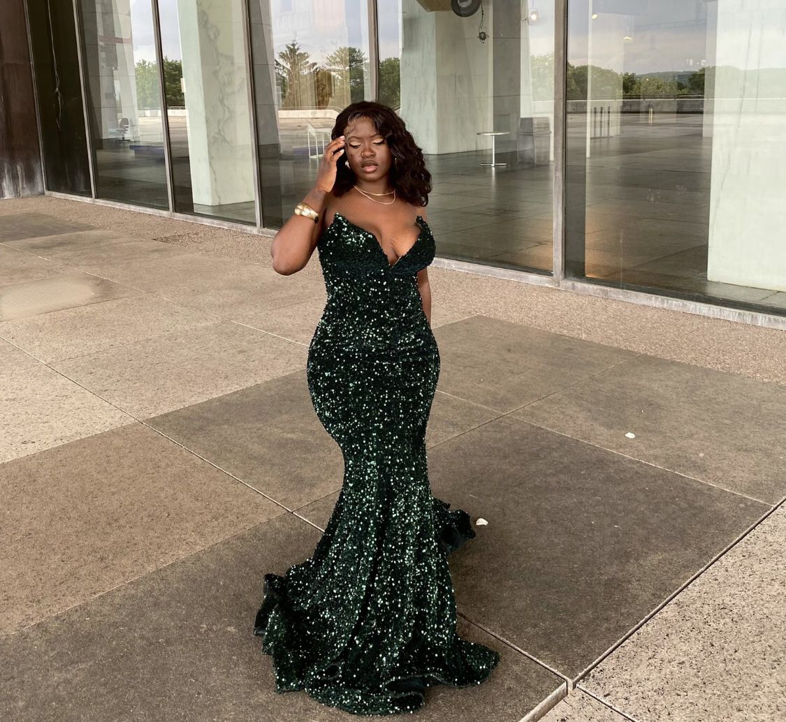 Sexy Mermaid Glitter Prom Dress Long Evening Gowns Dark Green Women Formal Dresses Y4329 - VelvetHem
