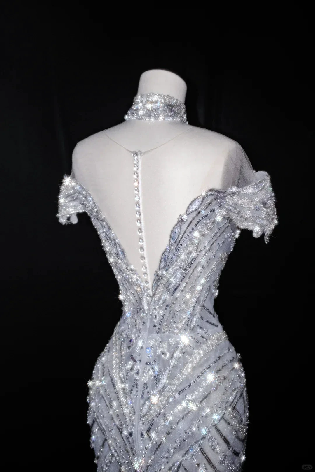 Glitter Off The SHoulder Tulle Sequin Beaded Evening Dress,Mermaid Prom Dress Wedding Dress (ZD13775)