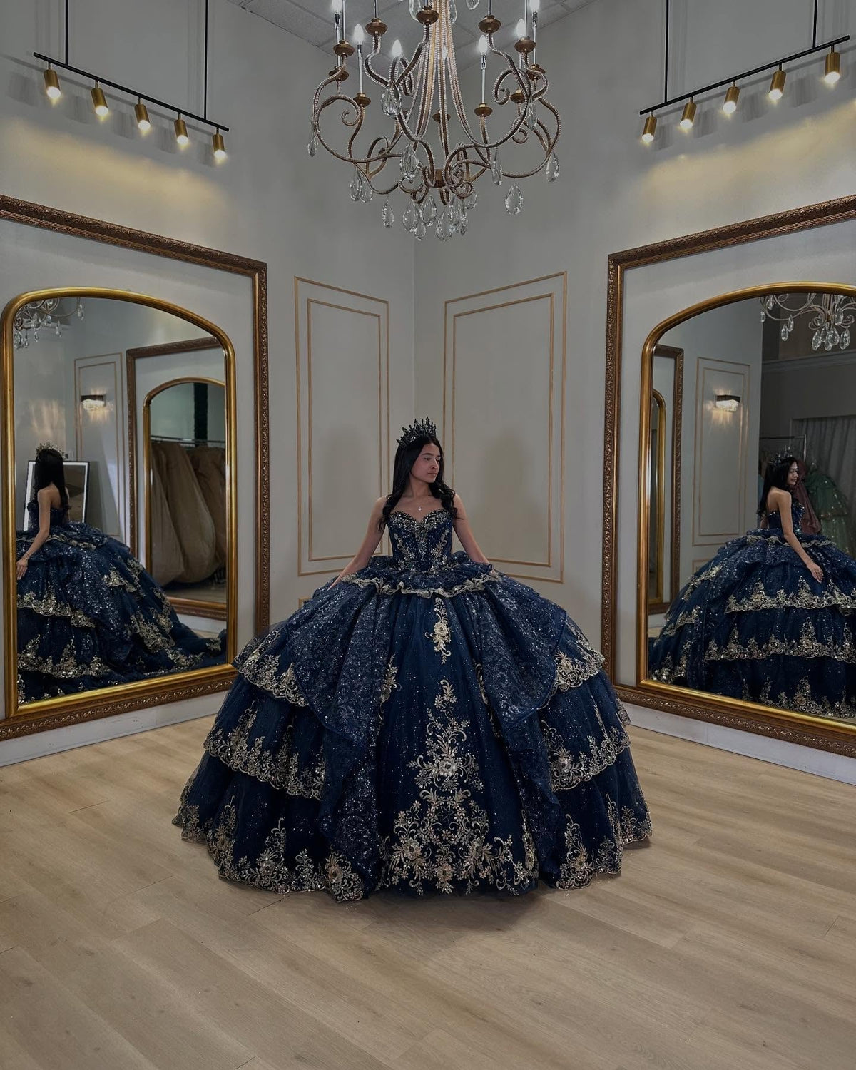 Ball Gown Strapless Sleeveless Beaded Ruffles Sequins Tulle Tiered Sparkly Tulle Quinceanera Dress Birthday Party Dress Evening Formal Gown For Sweet 16