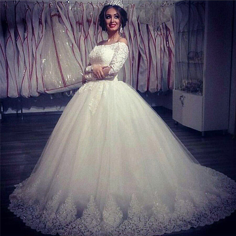 Ball Gown Wedding Dresses Long Sleeves Off Shoulder High Quality Bridal Gowns BA2878