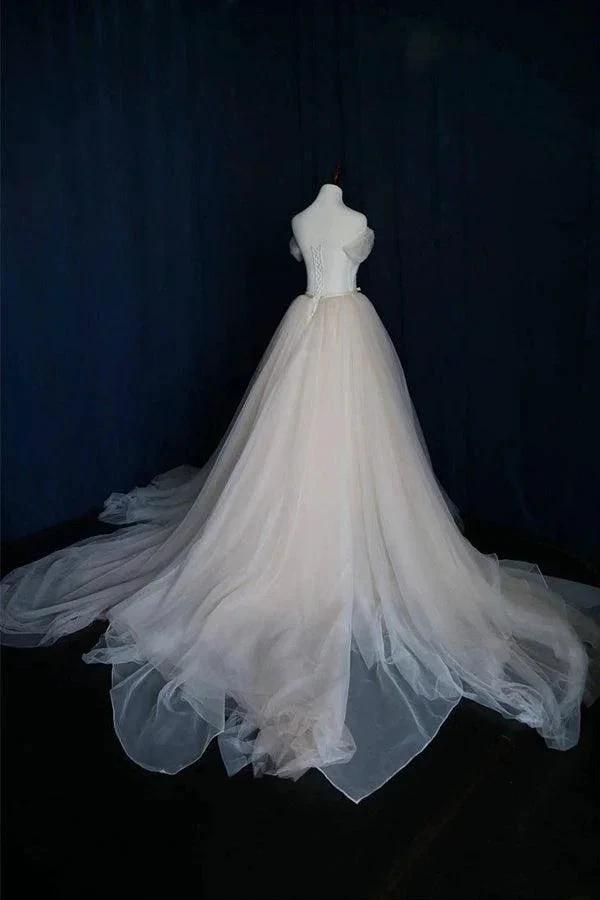 Ball Gown Tulle Sweetheart Lace up Bowknot Wedding Dresses (ZD15481)