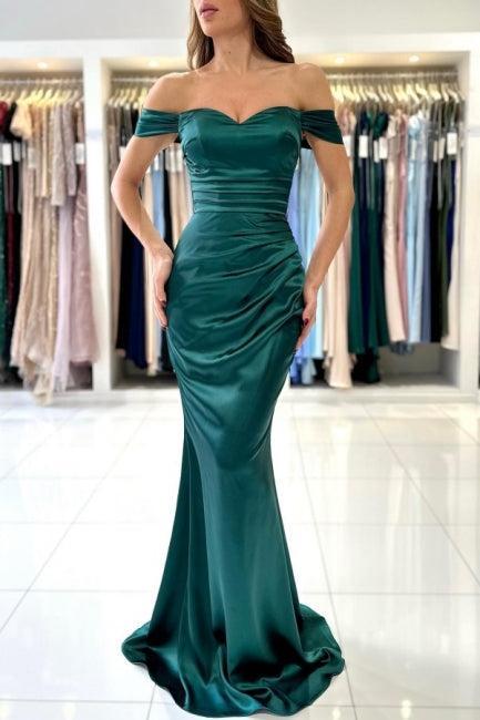 Beautiful Classy Long Dark Green Off-the-shoulder Mermaid Sleeveless Formal Wears