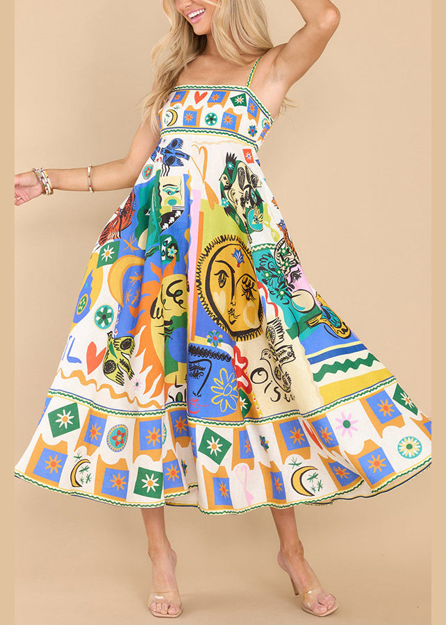 Beautiful Multi Print Spaghetti Strap Dress Sleeveless
