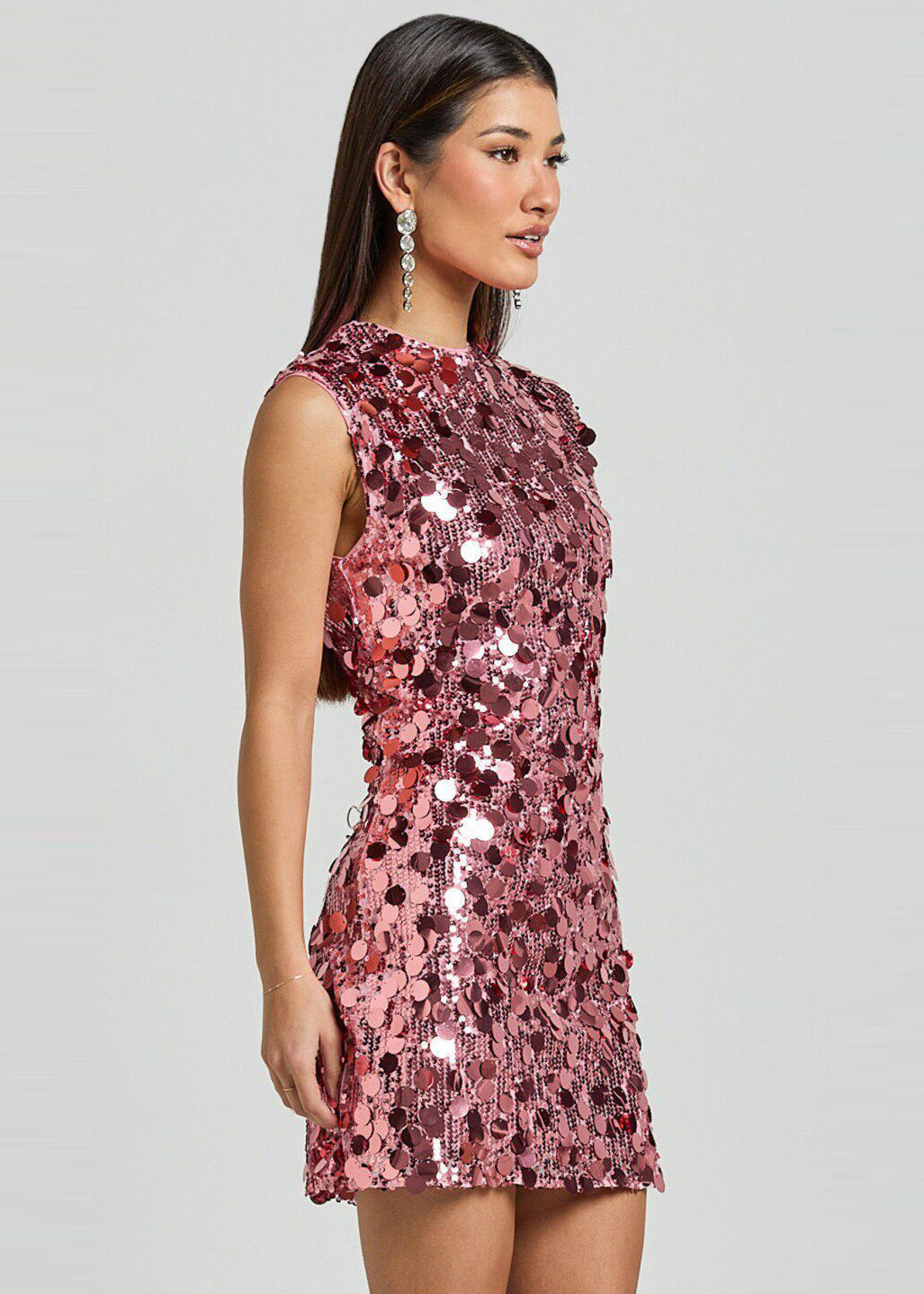 Beautiful Rose Sequins Wraped Dresses Sleeveless