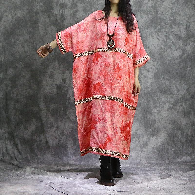 Beautiful o neck cotton clothes Pakistani Tunic Tops red patchwork long Dress summer