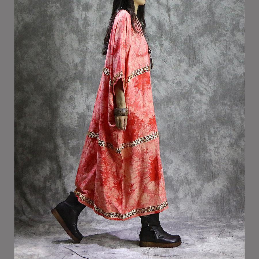 Beautiful o neck cotton clothes Pakistani Tunic Tops red patchwork long Dress summer
