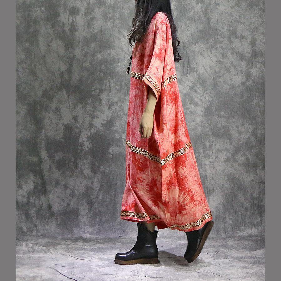 Beautiful o neck cotton clothes Pakistani Tunic Tops red patchwork long Dress summer