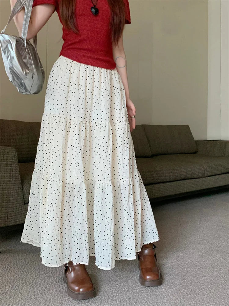 DressBetty - Vintage Polka Dot Sweet Girls Cake A-line Maxi Skirt - VelvetHem