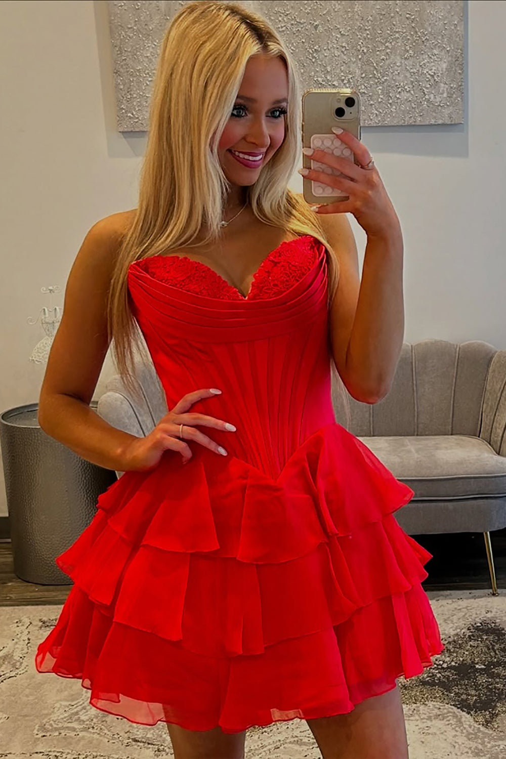 Black Corset A Line Homecoming Dresses Short Cocktail Dresses With Ruffles
