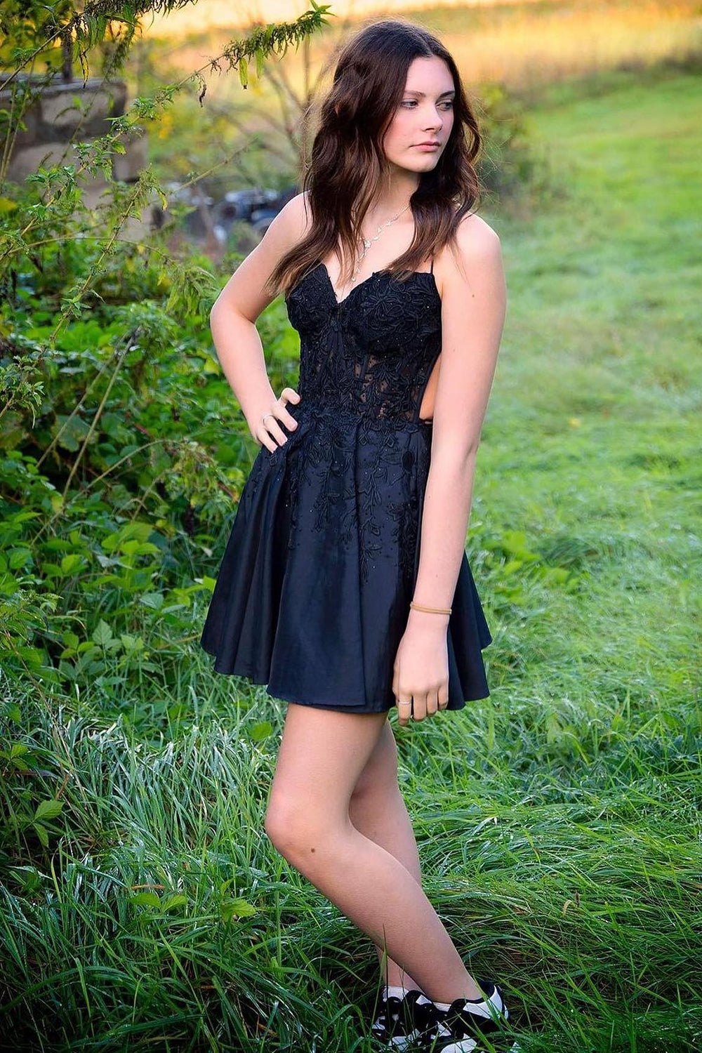 Black Homecoming Dresses A Line Backless Halter Short Cocktail Dresses with Lace