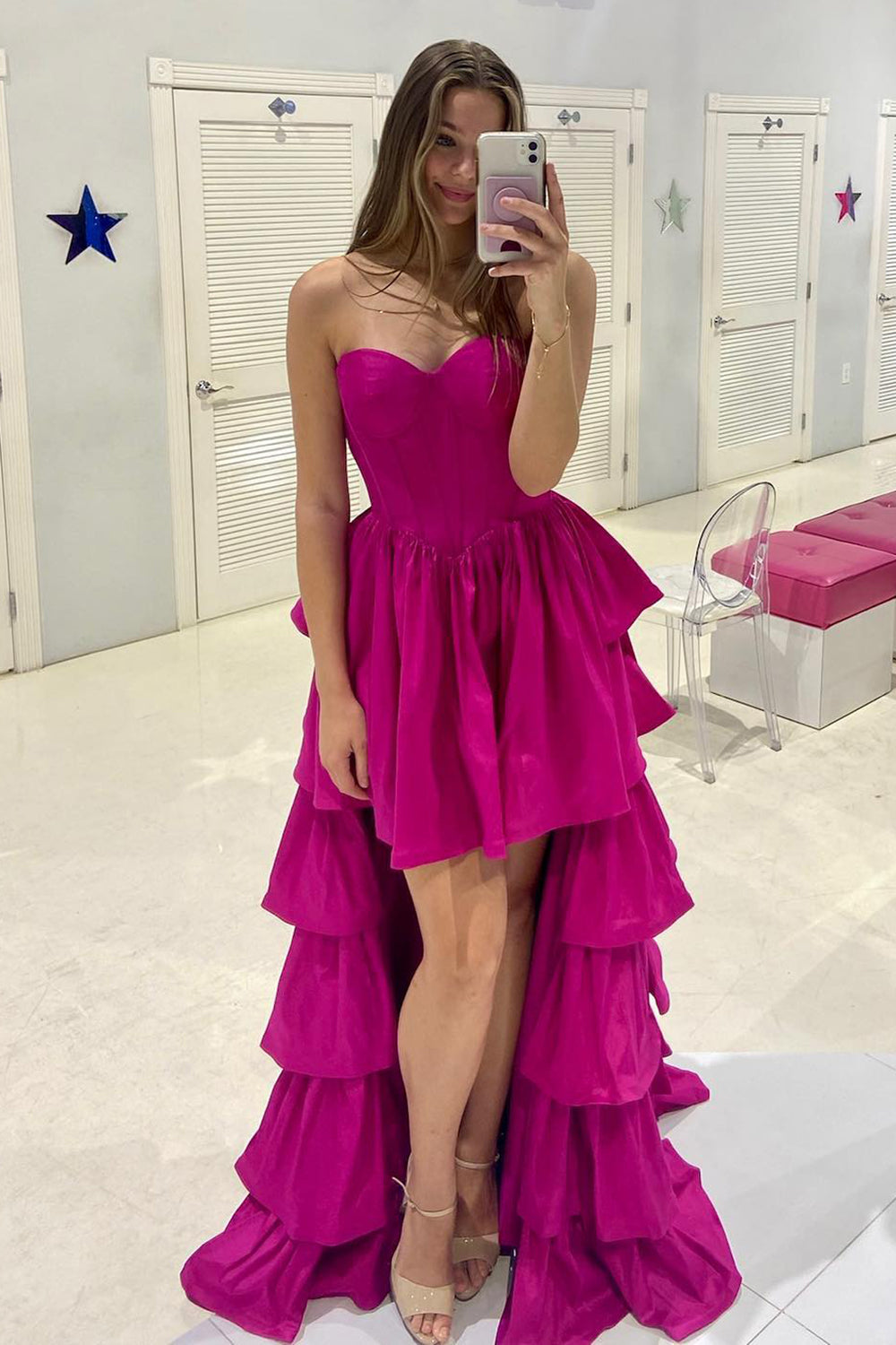 Black Homecoming Dresses A-Line Corset Sweetheart High Low Tiered Long Prom Dress