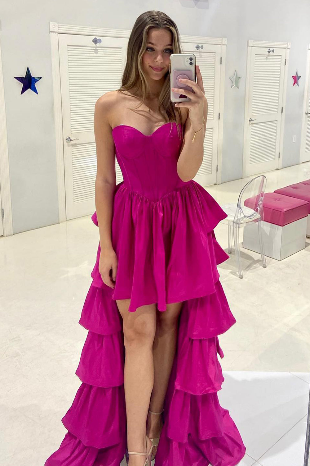 Black Homecoming Dresses A-Line Corset Sweetheart High Low Tiered Long Prom Dress