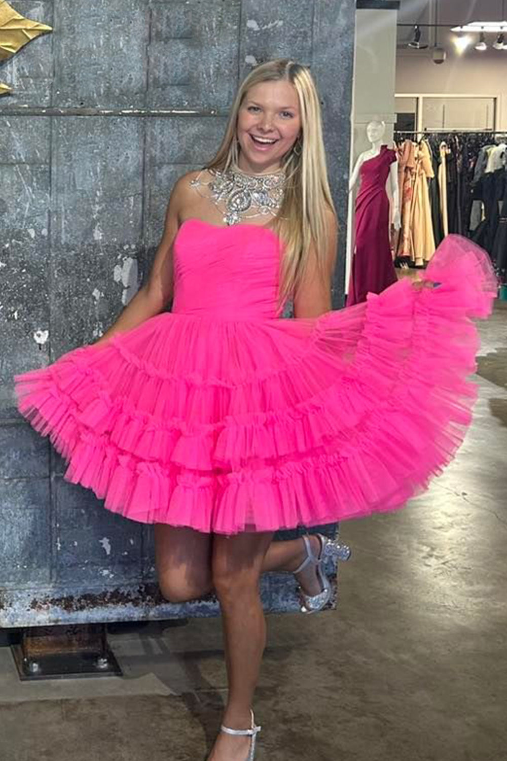 Black Homecoming Dresses A-Line Sweetheart Tulle Tiered Corset Short Cocktail Dresses