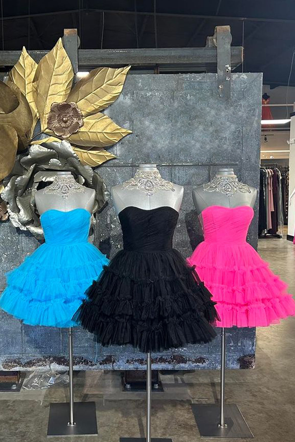 Black Homecoming Dresses A-Line Sweetheart Tulle Tiered Corset Short Cocktail Dresses