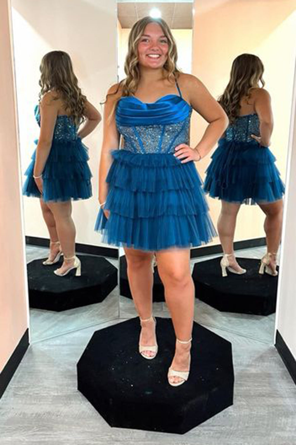 Black Homecoming Dresses Spaghetti Straps Corset Short Cocktail Dresses