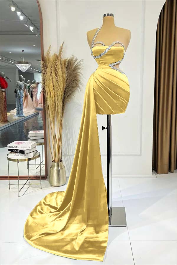 Black One Shoulder Sleeveless Short Homecoming Dress Pleated With Ruffles