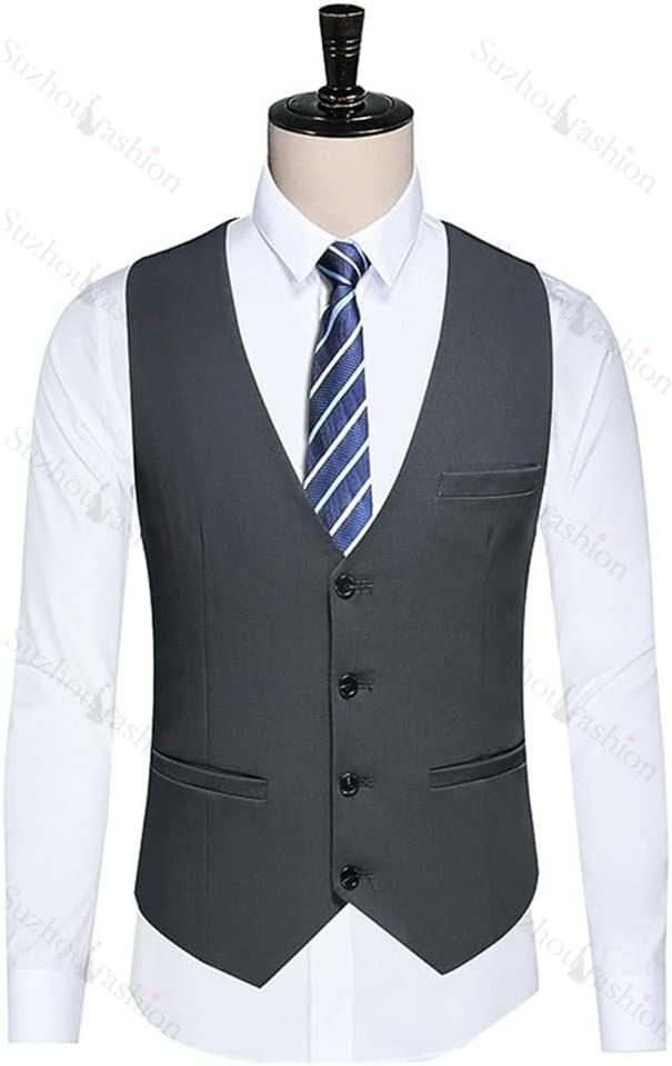 Black Peaked Lapel One Button 3 Piece Men's Business Suit