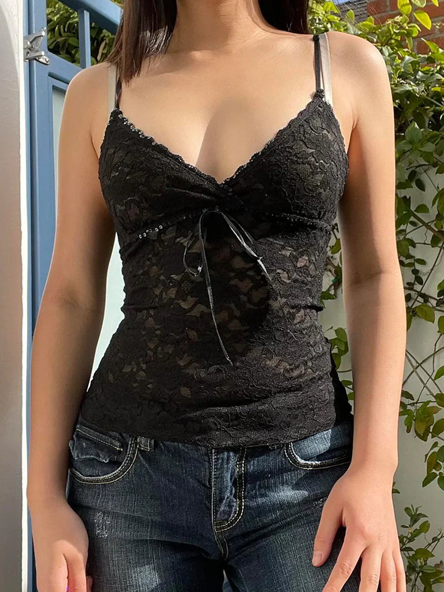 Aesthetic 2000s Sleeveless VNeck Tank Top