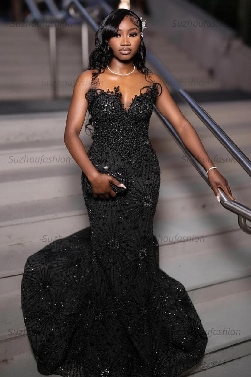 Green Prom Dress Sleeveless Formal Evening Gown with Rhinestones and Beadings