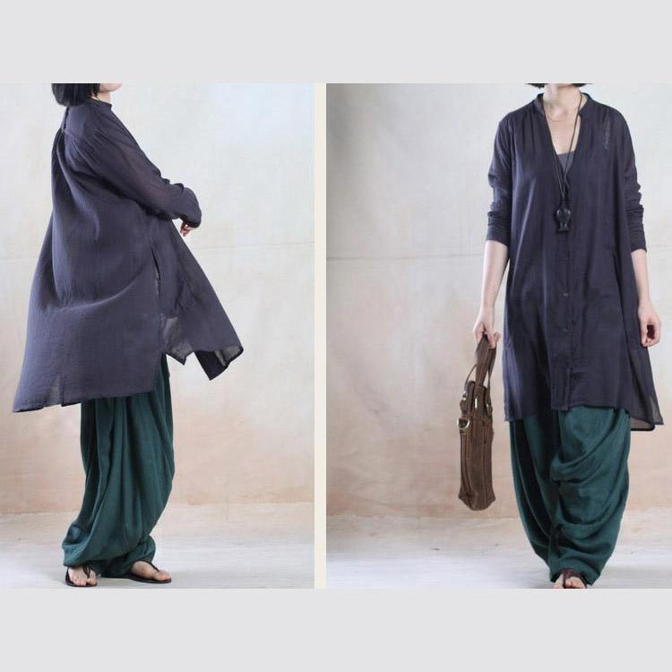Black deep V sundress long sleeve women shirt dress oversize blouse