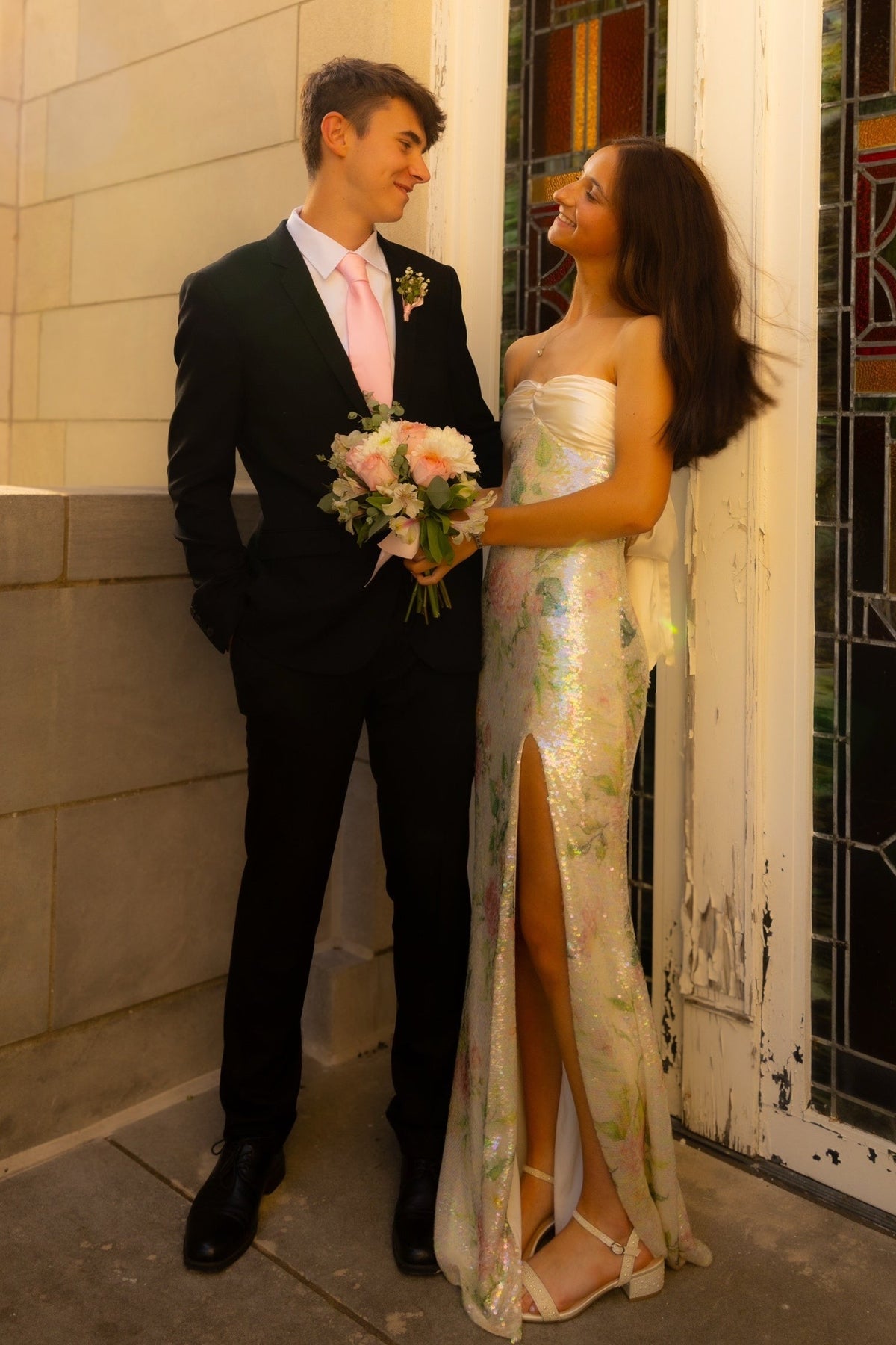 Bling Sheath Sweetheart Floral Printed Sequins Long Prom Dress