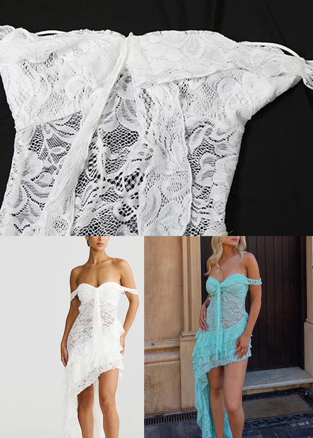 Blue Backless Sheer Lace Long Dress Sleeveless
