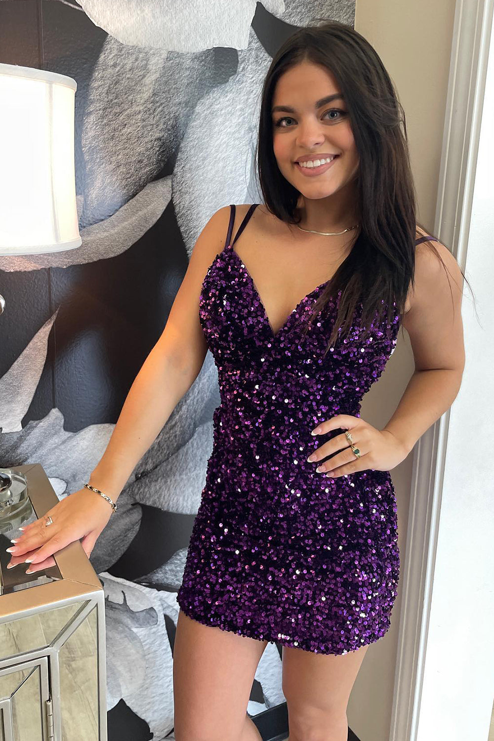 Blue Homecoming Dresses Backless Spaghetti Straps Tight Short Cocktail Dresses