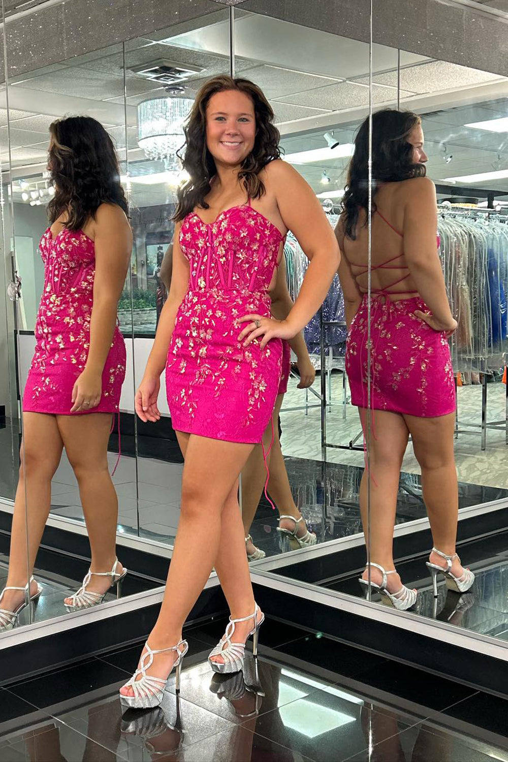 Blue Homecoming Dresses Corset Floral Tight Short Cocktail Dresses